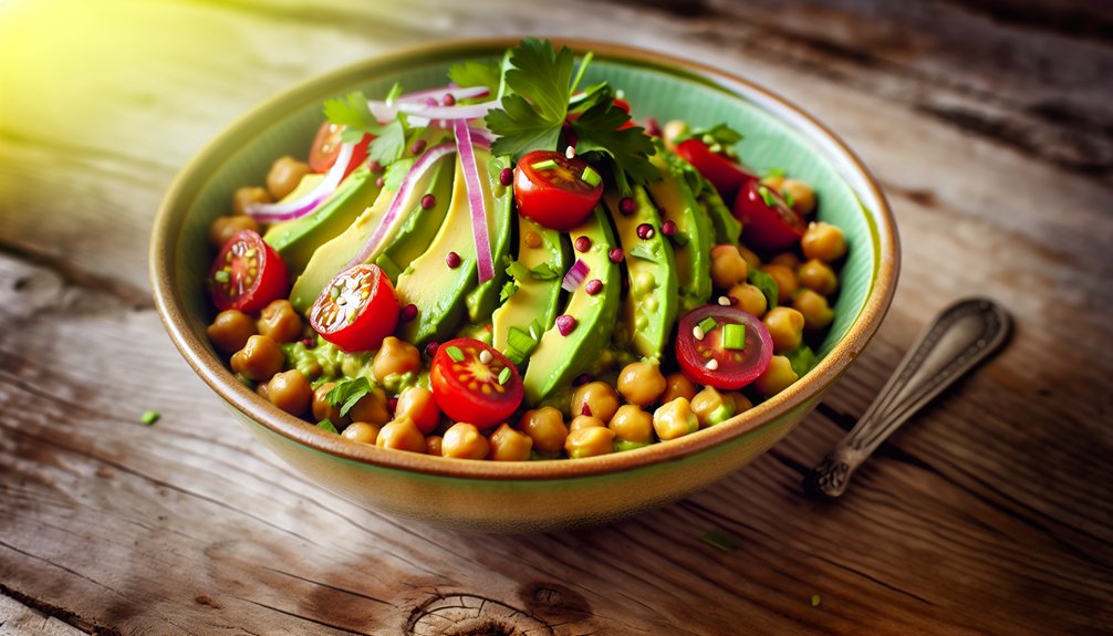 protein rich avocado chickpea salad